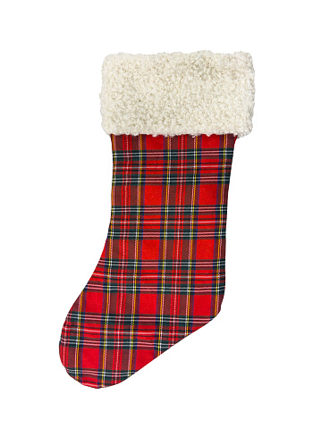 Christmas stocking on white background with clipping path