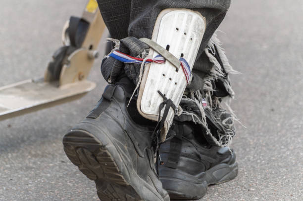 istock Close-up of poor man's feet 1800550053