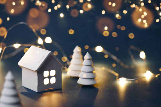 istock Christmas decorations with garland on dark background 1800561746