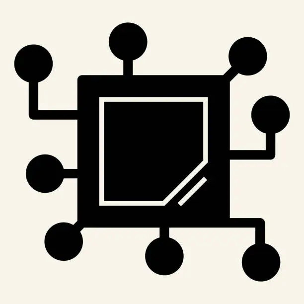 Vector illustration of Memory chip solid icon. Cpu vector illustration isolated on white. Microchip glyph style designed for and app. Eps 10.