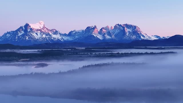 Serrano River with foggy morning , Torres del Paine, Chile