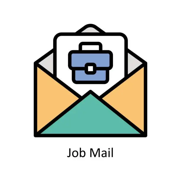 Vector illustration of Job Mail vector filled outline Icon Design illustration. Business And Management Symbol on White background EPS 10 File