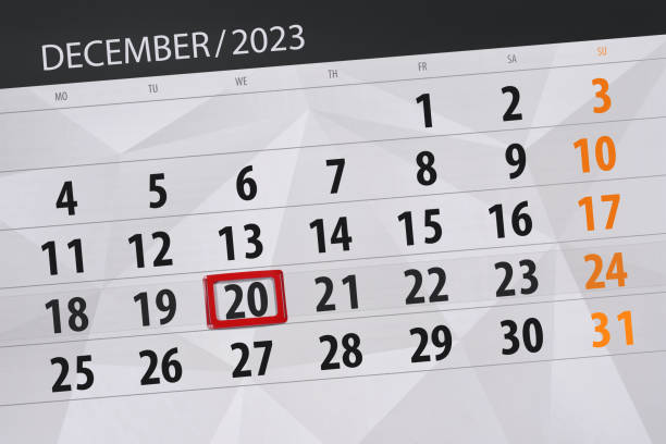 istock Calendar 2023, deadline, day, month, page, organizer, date, December, wednesday, number 20 1800609346