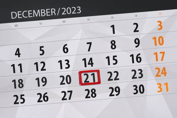 istock Calendar 2023, deadline, day, month, page, organizer, date, December, thursday, number 21 1800609869