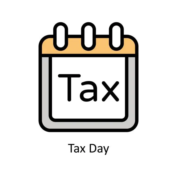 Vector illustration of Tax Day vector filled outline Icon Design illustration. Business And Management Symbol on White background EPS 10 File