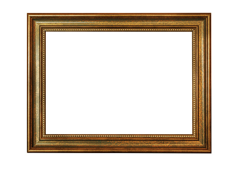 wooden frame for painting or drawing on a white background with clipping path
