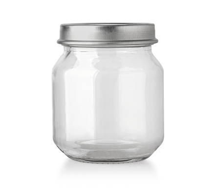 Glass jars or bottles  isolated on white background with clipping path