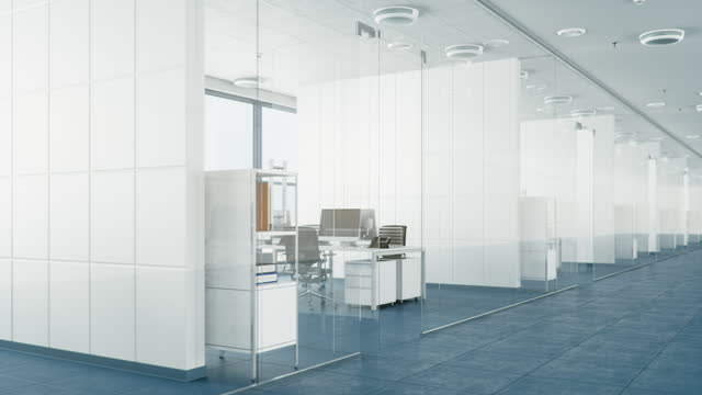 Seamless Looping Modern Office With And Glass Partition Walls
