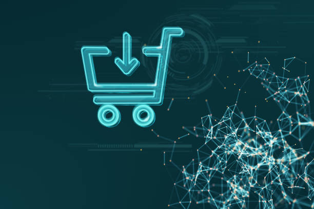 istock Shopping Cart icon on plexus abstract background 1800641465