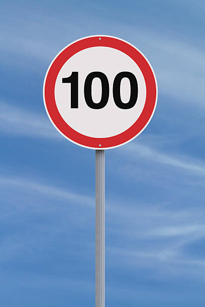 One Hundred A road sign indicating a 100 speed limit 100 mph stock pictures, royalty-free photos & images