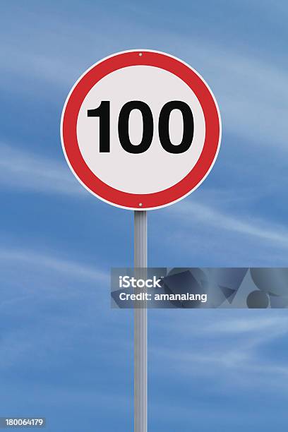 One Hundred Stock Photo - Download Image Now - Number 100, Speed, Speed Limit Sign