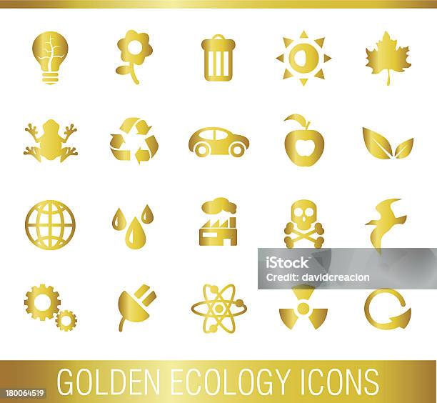 Golden Ekologia Ikony - Stockowe grafiki wektorowe i więcej obrazów Bez ludzi - Bez ludzi, Elegancja, Energia słoneczna
