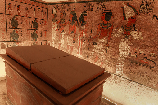 Hieroglyphics at the Temple of Edfu in Edfu, Egypt.