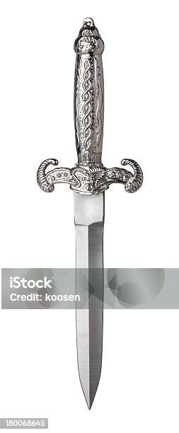 Silver Dagger In Front Of White Background Stock Photo - Download Image Now - Dagger, Antique, Art And Craft