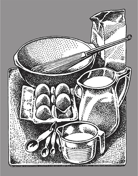 illustrations, cliparts, dessins animés et icônes de cuisine, ustensiles de cuisine-nature morte - flour kitchen utensil measuring spoon spoon