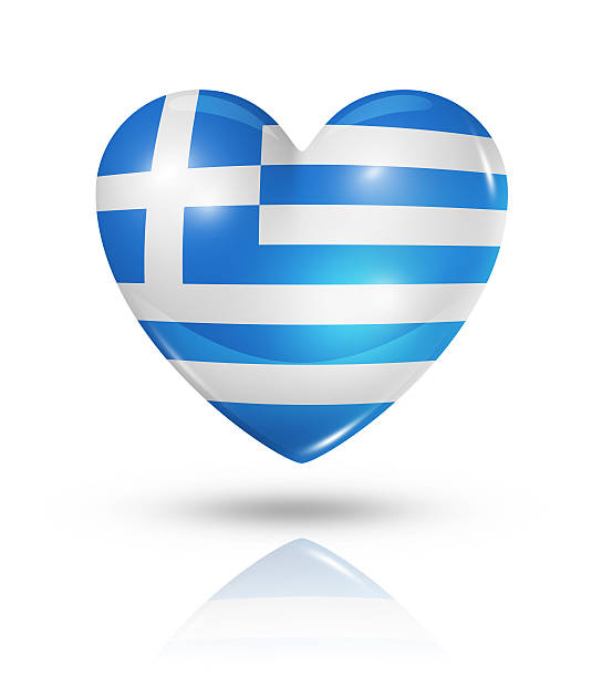 istock Love Greece, heart flag icon 180071369