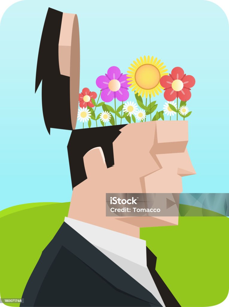 Ecológico empresário com flor aberta cabeça floridas - Vetor de Adulto royalty-free