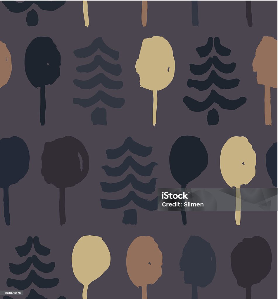 Endlose gezeichnete Muster mit Bäume - Lizenzfrei Abstrakt Vektorgrafik
