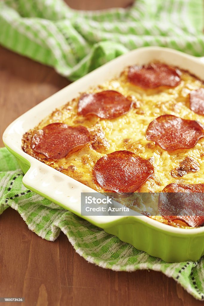 Casserole with pepperoni Lasagna Stock Photo