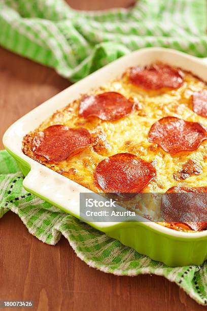 Casserole With Pepperoni Stock Photo - Download Image Now - Lasagna, Baked, Casserole