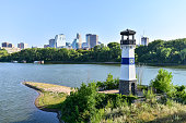 Minneapolis Boom Island Lighthouse and Skyline
