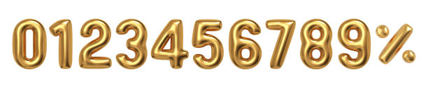 istock Realistic vector inflated golden balloons numbers. Set for anniversary or discount design. 1800783120