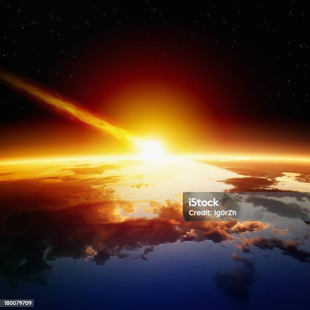 Asteroid Impact Stock Photo - Download Image Now - Accidents and Disasters, Asteroid, Bright