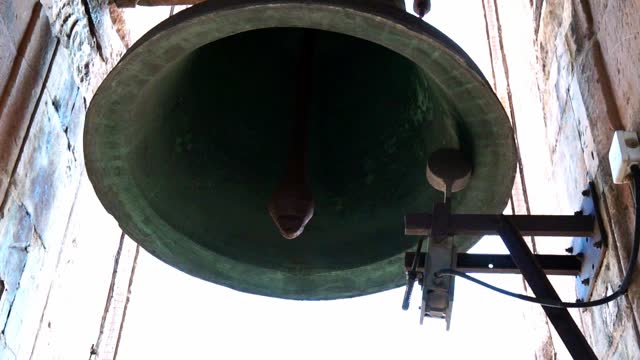 Bell of the church tower ringing. Electronic method.