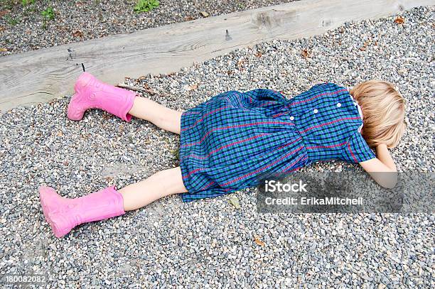 Sad Girl Lying On The Ground Stock Photo - Download Image Now - Tantrum, Child, Crying