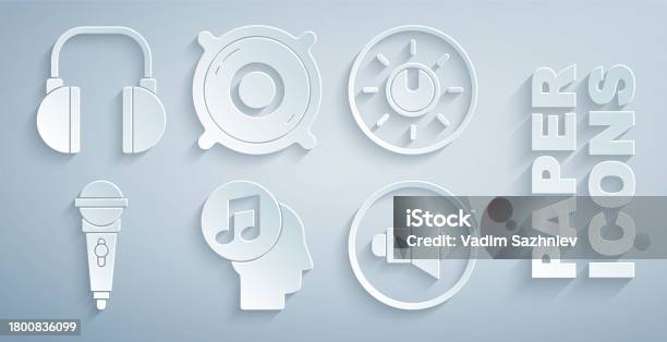 Music Note Dial Set Musical Note In Human Head Dial Knob Level Technology Settings ...