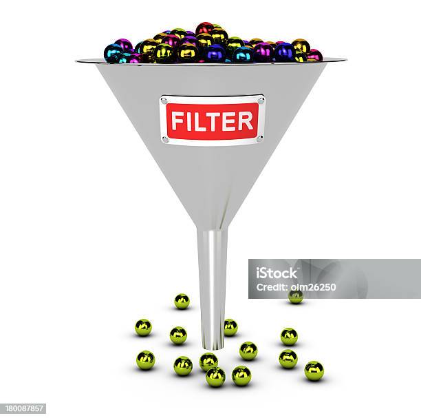 Web Content Or Spam Filter Concept Stock Photo - Download Image Now - Lighting Technique, Funnel, Sphere