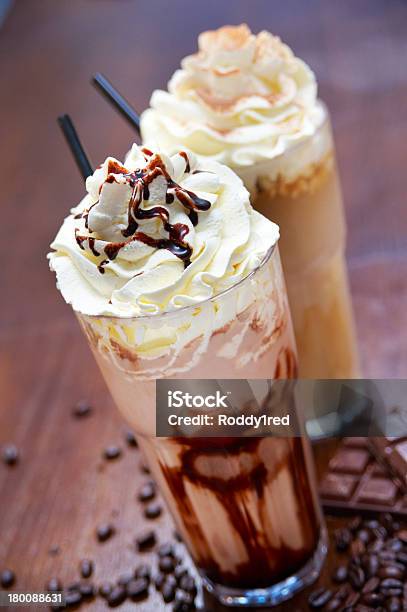 Chocolate And Caramel Milkshakes Stock Photo - Download Image Now - Chocolate Milkshake, Chocolate Sauce, Caramel
