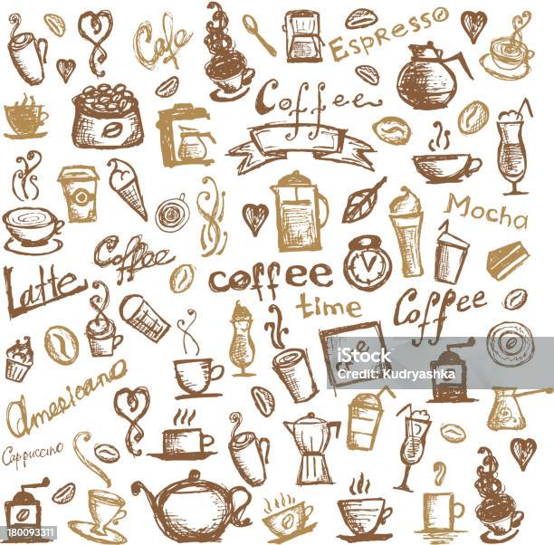 Vetores de Café Plano De Fundo Para O Projeto e mais imagens de Bolo - Bolo, Bolsa - Objeto manufaturado, Bule de Chá