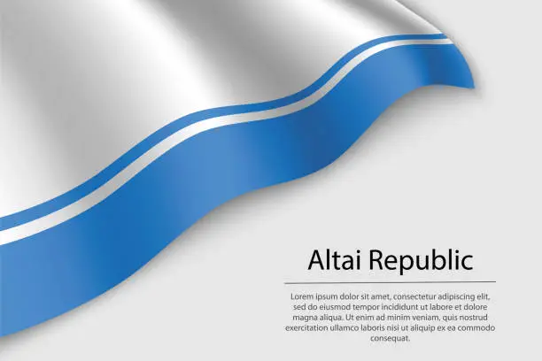 Vector illustration of Wave flag of Altai Republic is a region of Russia
