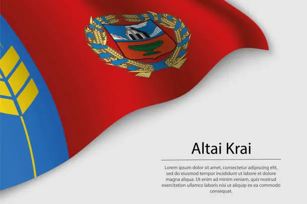 Vector illustration of Wave flag of Altai Krai is a region of Russia