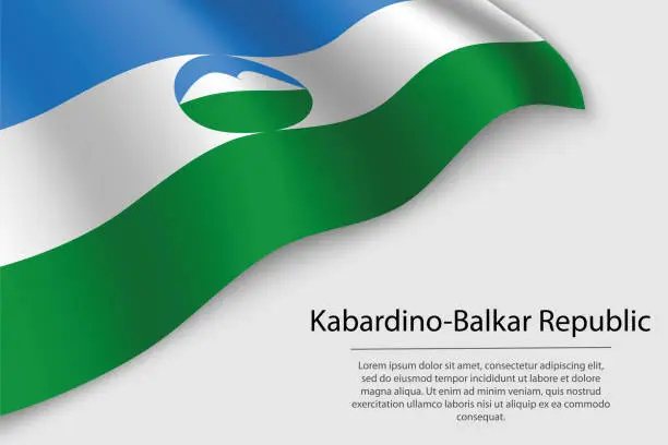 Vector illustration of Wave flag of Kabardino-Balkar Republic is a region of Russia