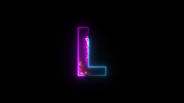 Neon letter L with alpha channel, neon alphabet for banner