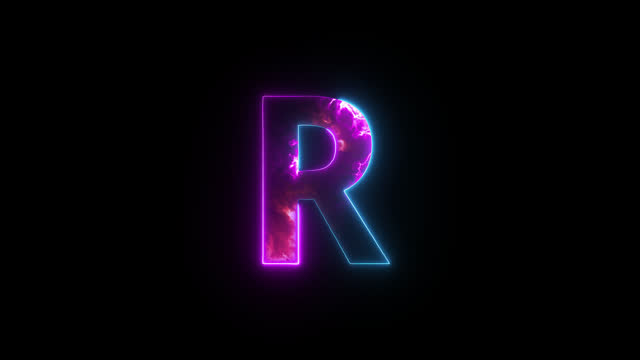 Neon letter R with alpha channel, neon alphabet for banner