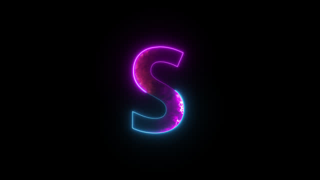 Neon letter S with alpha channel, neon alphabet for banner
