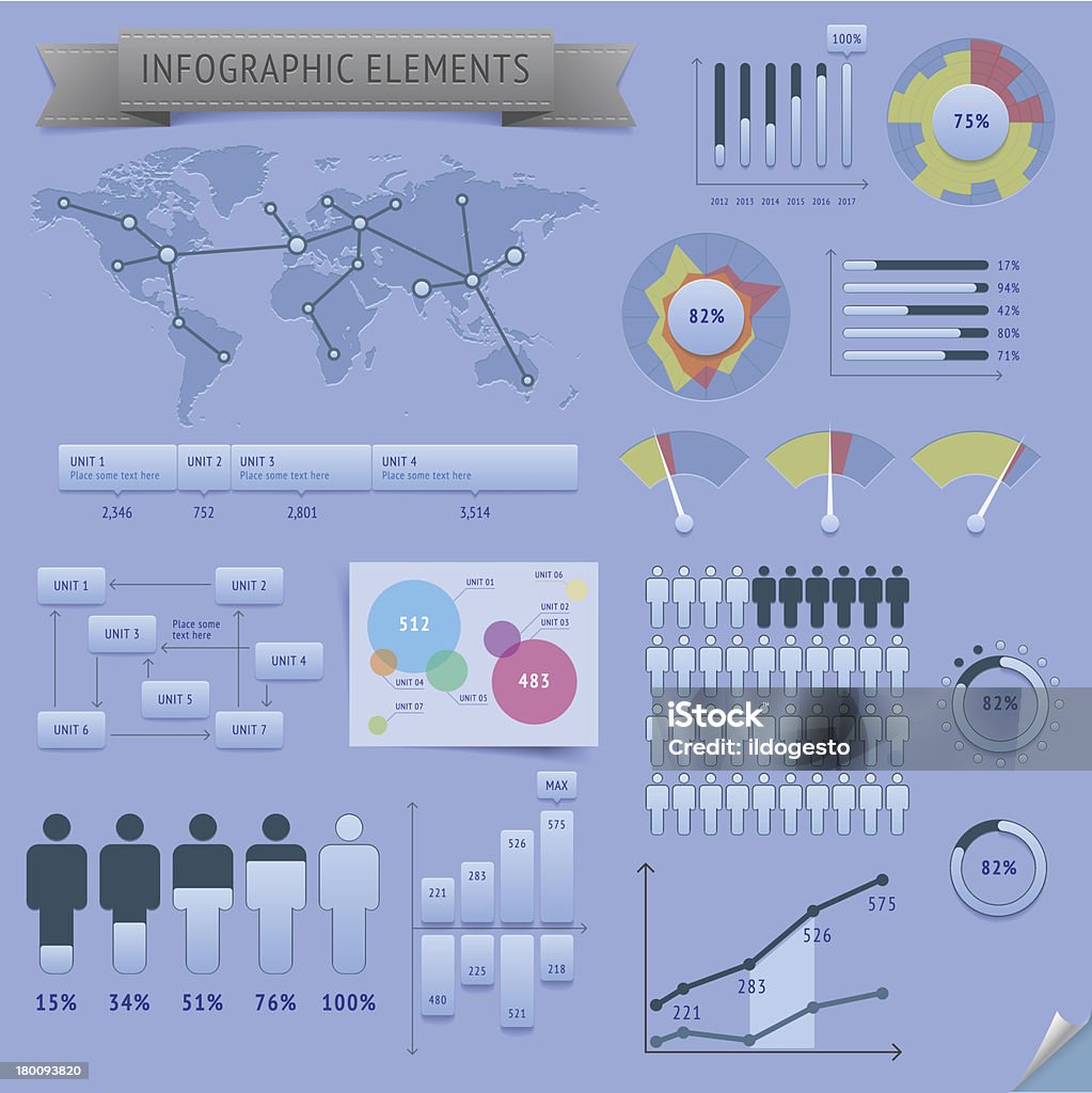 Infografías elementos de diseño - arte vectorial de Azul libre de derechos