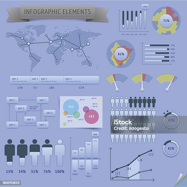 Ilustración de Infografías Elementos De Diseño y más Vectores Libres de Derechos de Azul - Azul, Clip Art, Colección