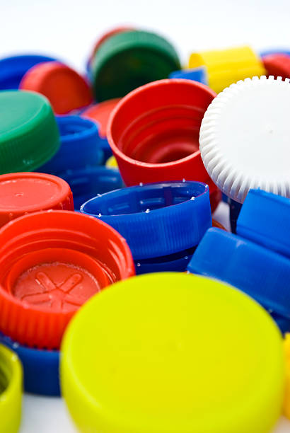 istock Colorful pet bottle caps as recycling concept 180094297