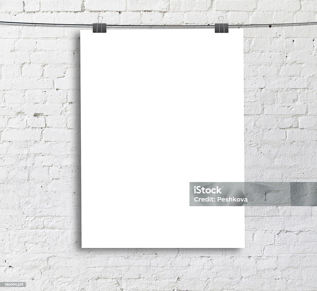 white poster white poster on a rope Blank Stock Photo