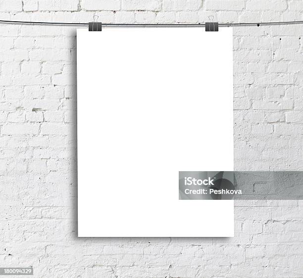 White Poster Stock Photo - Download Image Now - Blank, Brick, Brick Wall