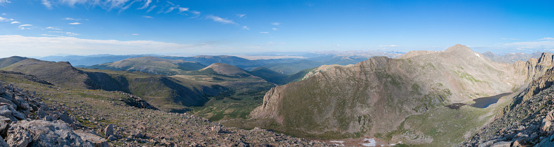 Rocky Mountains view from the summit of Mount Blue Sky to the southwest including Mt.. Bierstadt.