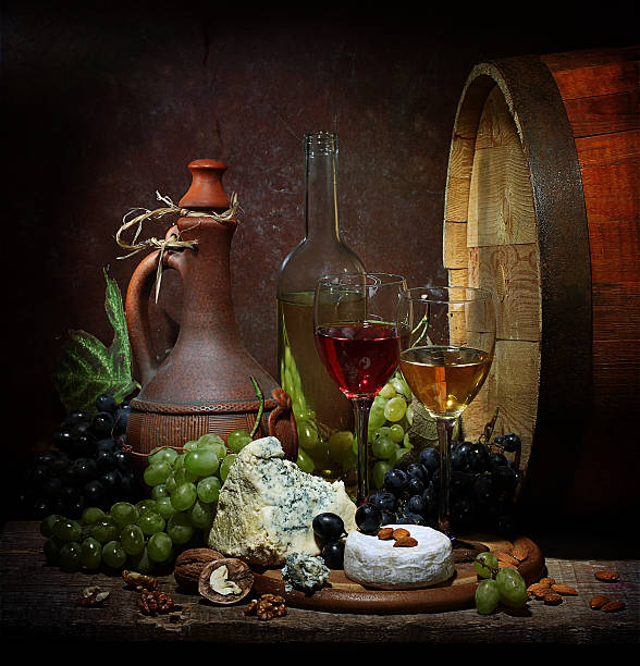 istock still life with wine,grapes and cheese 180101986