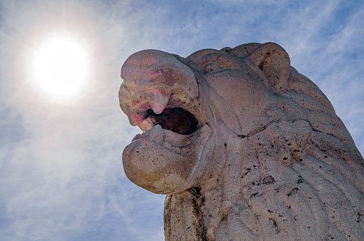Lion statue in the city of Leon, Castilla y Leon, Spain