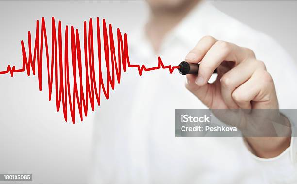 Drawing Chart Heartbeat Stock Photo - Download Image Now - Drawing - Activity, Drawing - Art Product, Electrocardiography