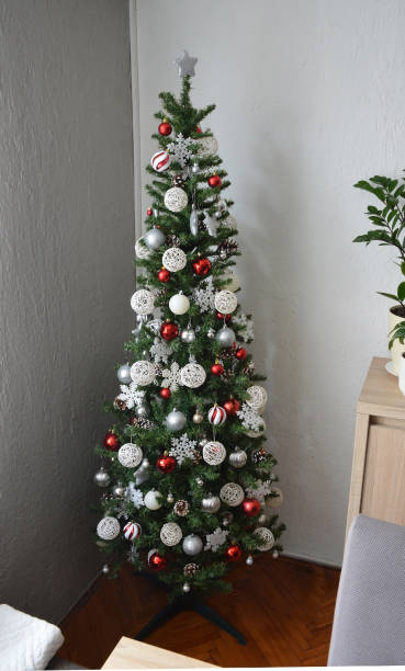istock Christmas tree in corner of the room 1801052174