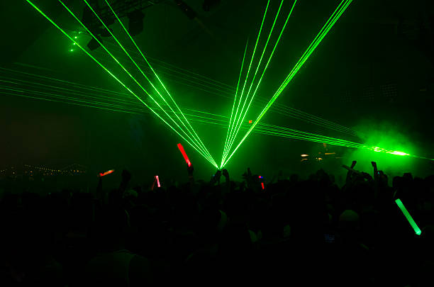 istock Green Laser Light over Concert Crowd 180105482